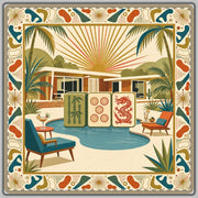 Mid Century Modern Mahjong Mat 33x33 | Palm Springs Retro Atomic Game Mat