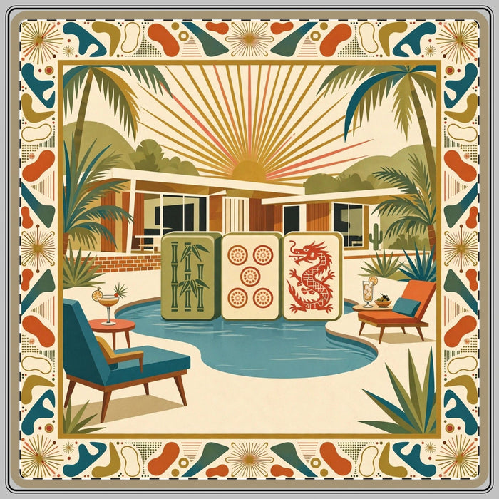 Mid Century Modern Mahjong Mat 33x33, Mahjong gift from Darlin' Let's Mahj