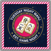 Tuesday Night Mahj Mat 33x33 | Club Night Mahjong Game Mat, Pink Stripe Game Night Gift