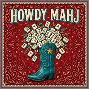 Howdy Mahj Western Mahjong Mat 33x33 | Bandana Cowboy Boot Mahjong Game Mat, Rodeo Gift
