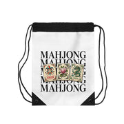 Mahjong Tile Tote Drawstring Bag | Stacked Tiles Joker Magnolia Dragon Bag for Game Night