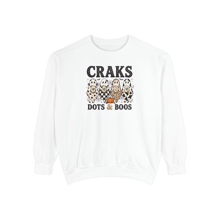 Craks Dots and Boos Sweatshirt in White, Mahjong gift from Darlin' Let's Mahj