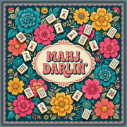 Mahj Darlin' Retro Mahjong Mat 33x33 | Electric Floral Mahjong Game Mat, Palm Springs Style