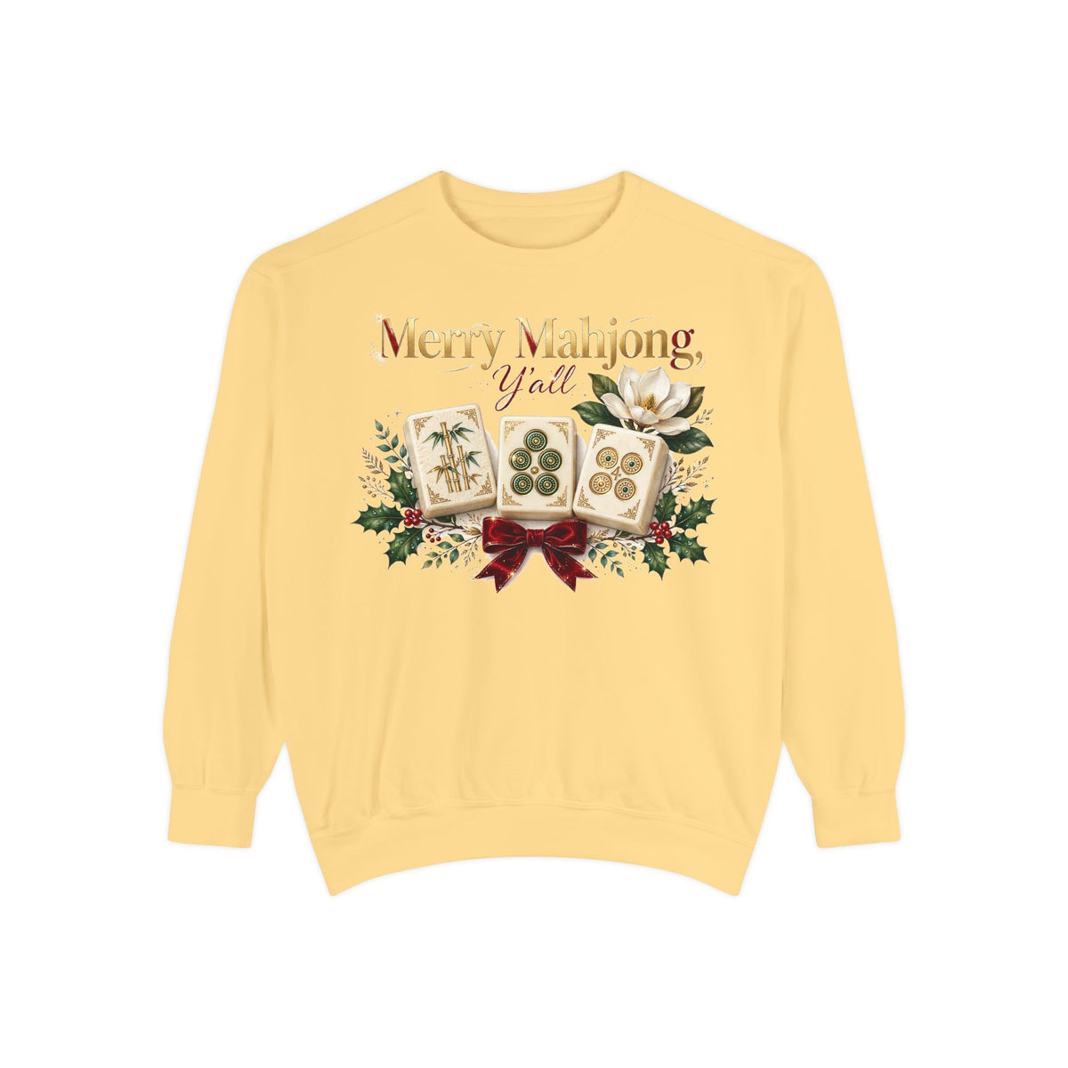 Merry Mahjong Y'all Sweatshirt in Butter, Mahjong gift from Darlin' Let's Mahj