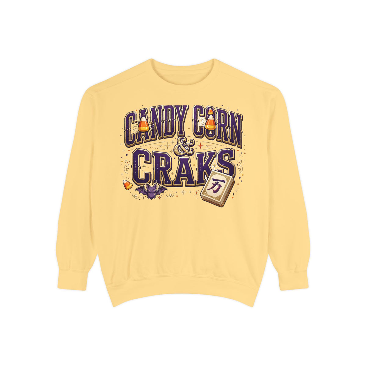 Candy Corn and Craks Sweatshirt in Butter, Mahjong gift from Darlin' Let's Mahj