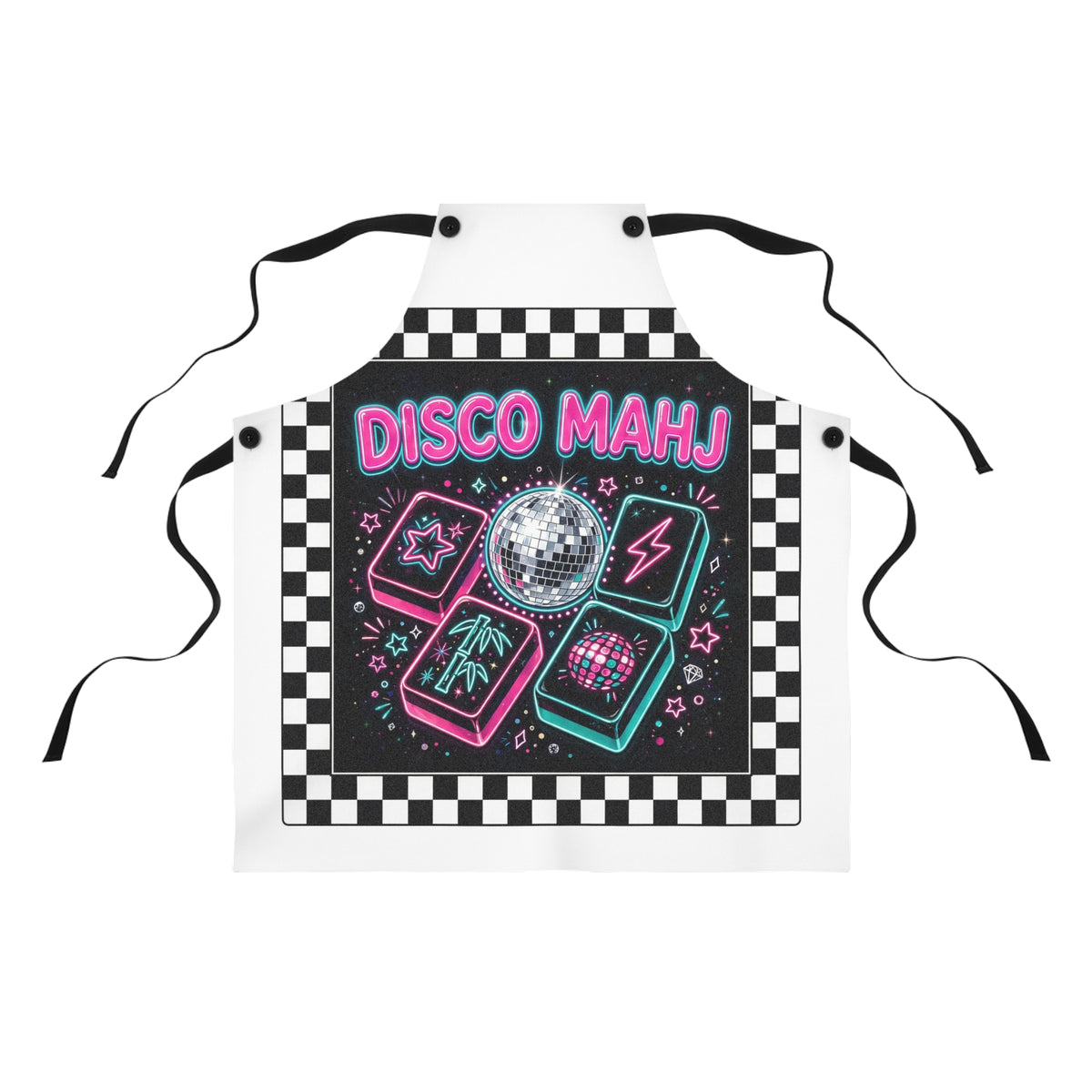 Disco Mahj Hostess Apron | Retro Checkerboard Mahjong Kitchen Apron