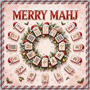 Merry Mahj Christmas Mahjong Mat 33x33 | Pink Christmas Mahjong Game Mat, Holiday Gift