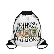 Mahjong Tile Tote Drawstring Bag | Stacked Tiles Joker Magnolia Dragon Bag for Game Night