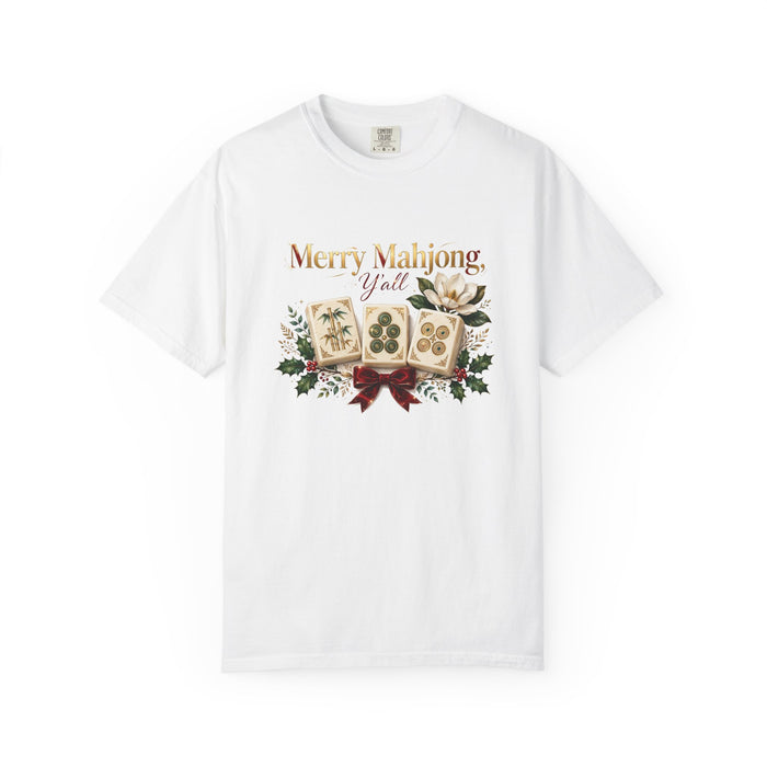 Merry Mahjong Y'all Shirt in White, Mahjong gift from Darlin' Let's Mahj