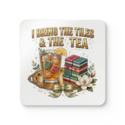 I Bring the Tiles & the Tea Coaster Set in Cork, Mahjong gift from Darlin' Let's Mahj