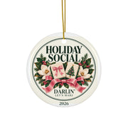 Holiday Social 2026 Mahjong Christmas Ornament in Circle, Mahjong gift from Darlin' Let's Mahj