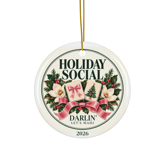 Holiday Social 2026 Mahjong Christmas Ornament in Circle, Mahjong gift from Darlin' Let's Mahj