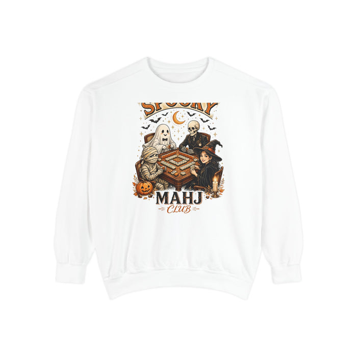 Spooky Mahj Club Sweatshirt in White, Mahjong gift from Darlin' Let's Mahj