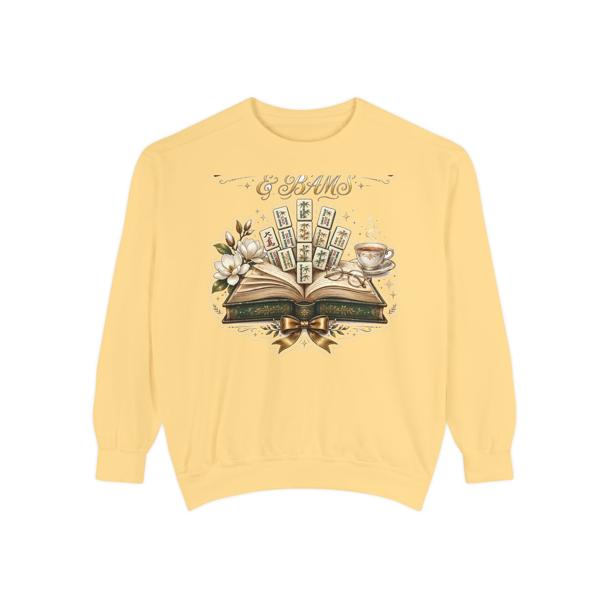 Between the Books & Bams Sweatshirt | Book Club Mahjong Comfort Colors Crewneck