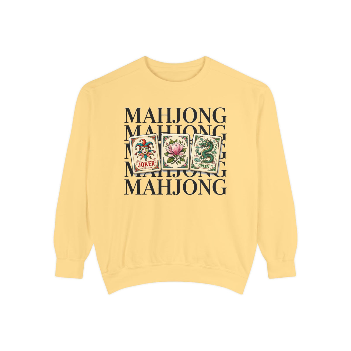 Mahjong Stacked Tiles Sweatshirt | Joker Magnolia Dragon Comfort Colors Crewneck