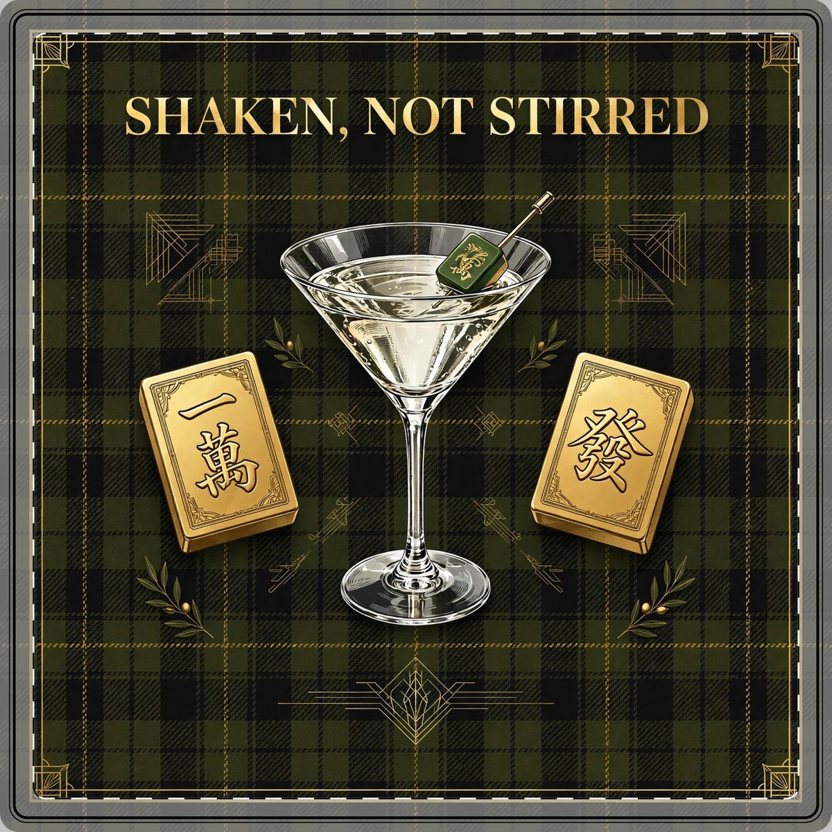 Shaken Not Stirred Mahjong Mat 33x33 | Martini Plaid Mahjong Game Mat, Luxury Mahjong Gift