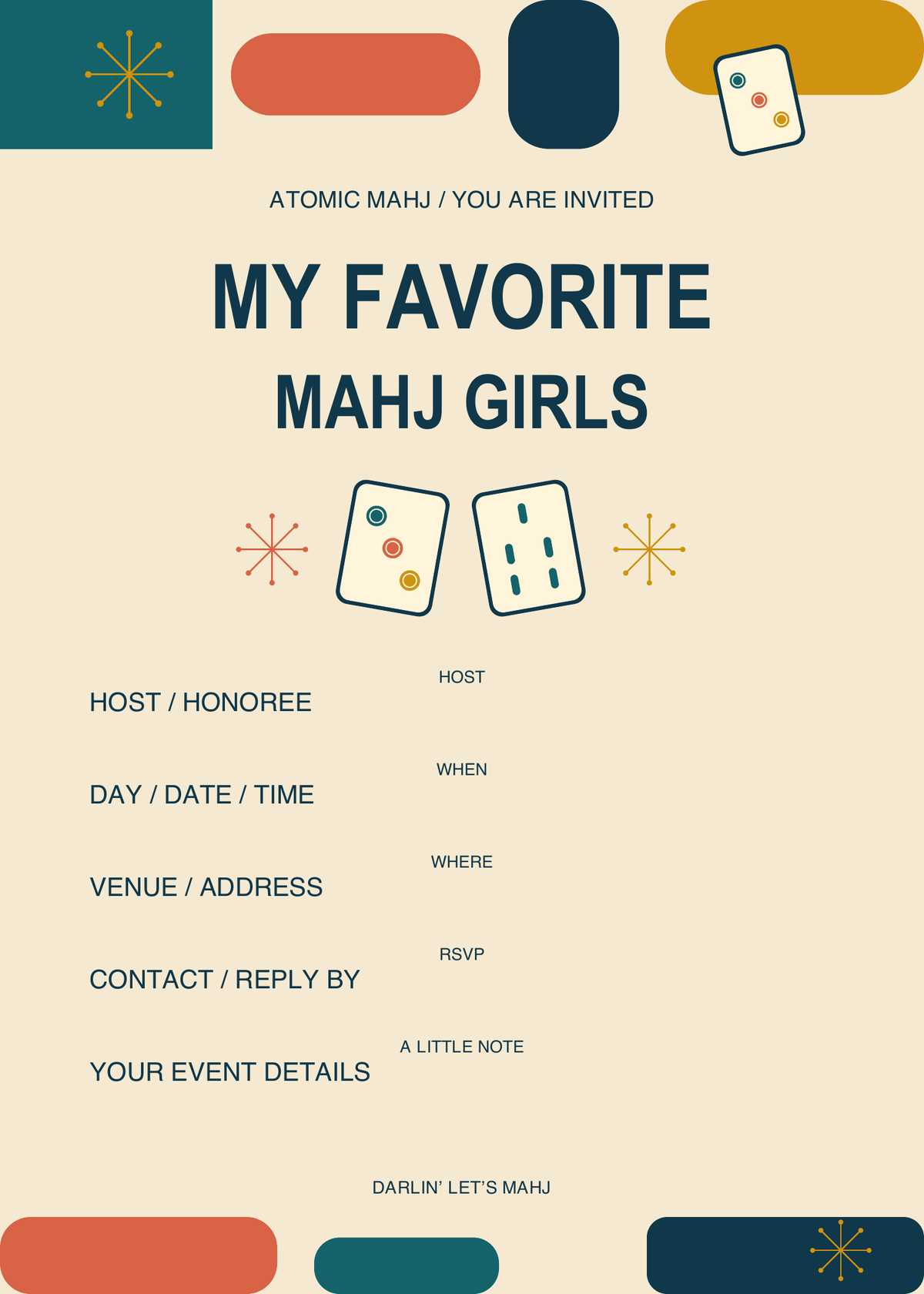 Galentine Mahjong Invitation, Mahjong gift from Darlin' Let's Mahj