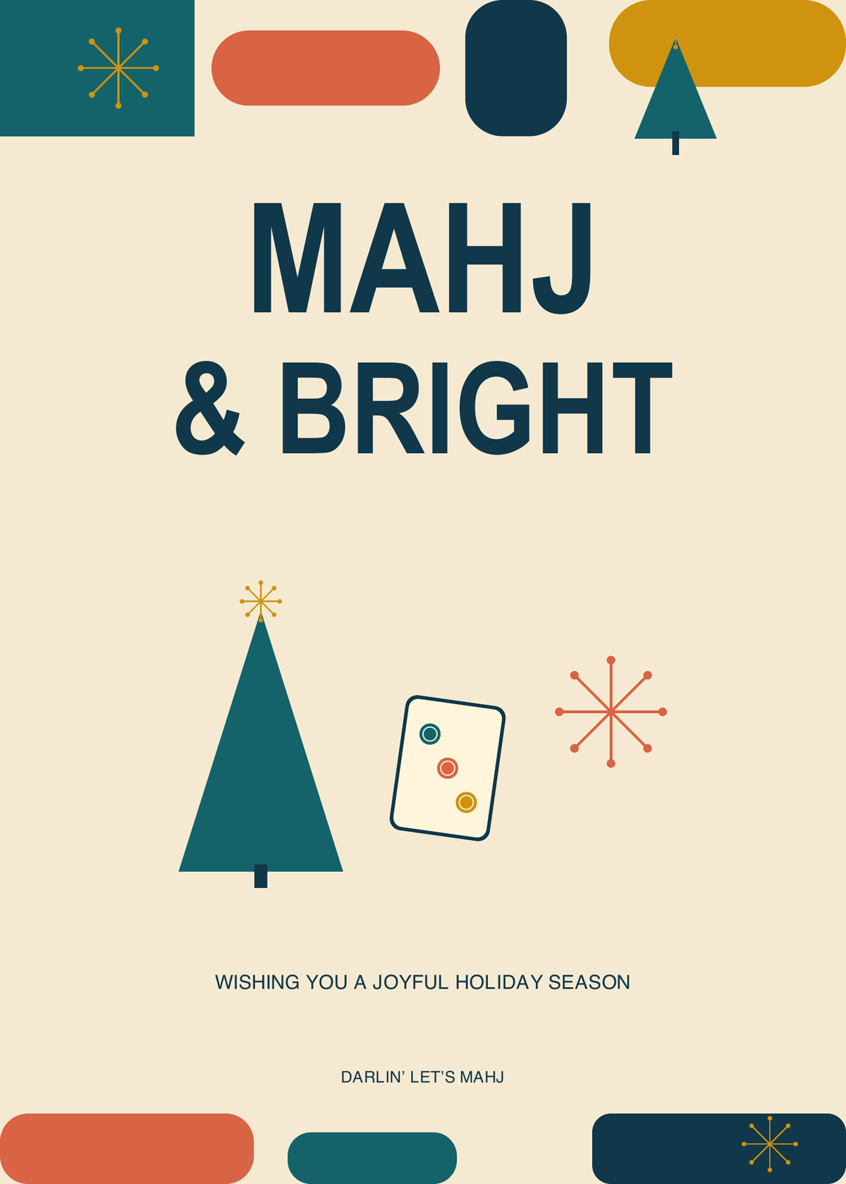 Atomic Holiday Mahjong Christmas Cards | 3 Printable Designs