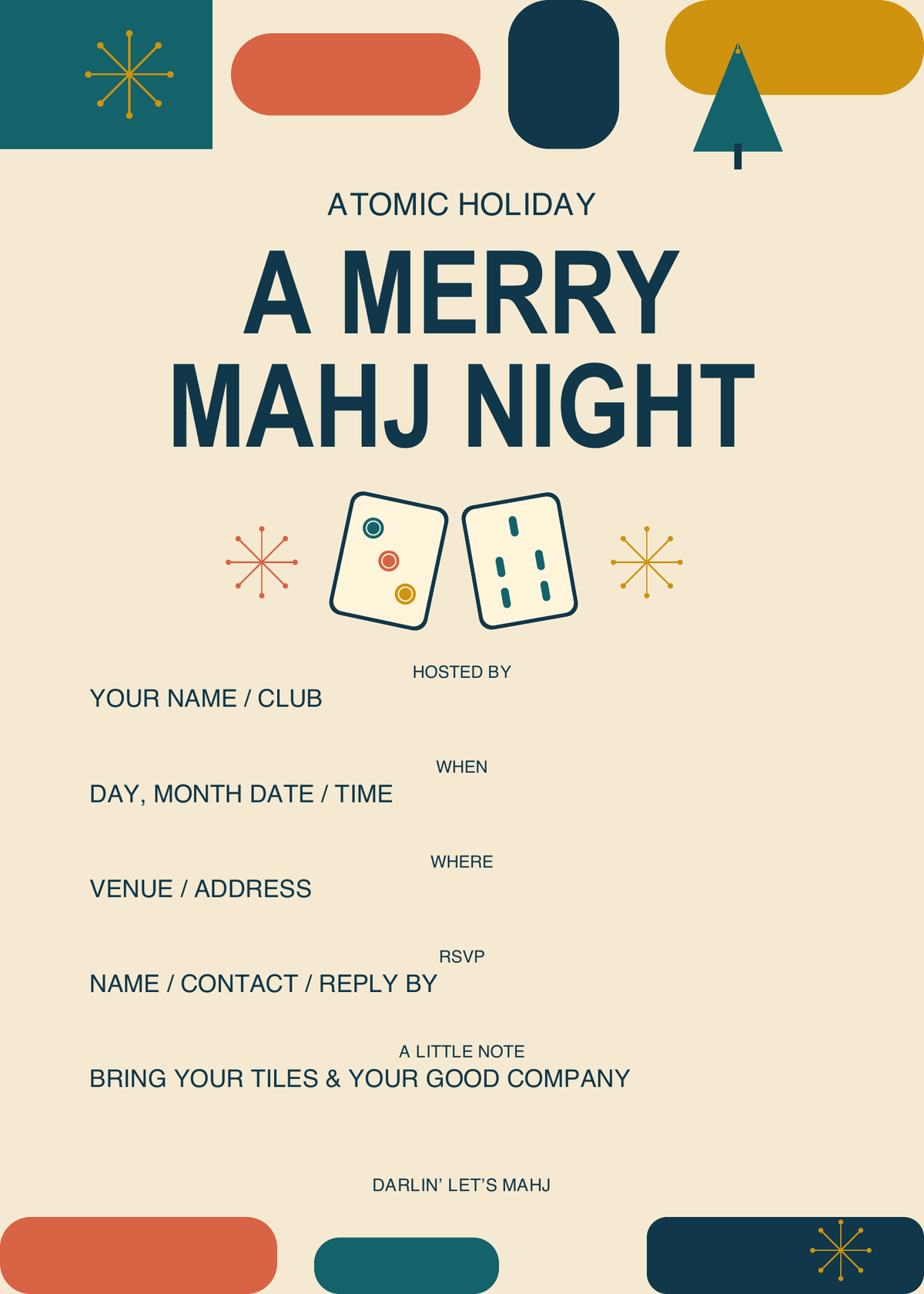 Atomic Holiday Mahjong Party Kit, view 2, Mahjong gift from Darlin' Let's Mahj