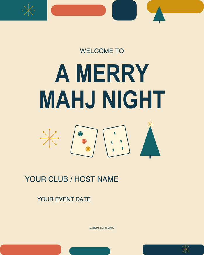 Atomic Holiday Mahjong Party Kit | 6 Editable PDF Templates
